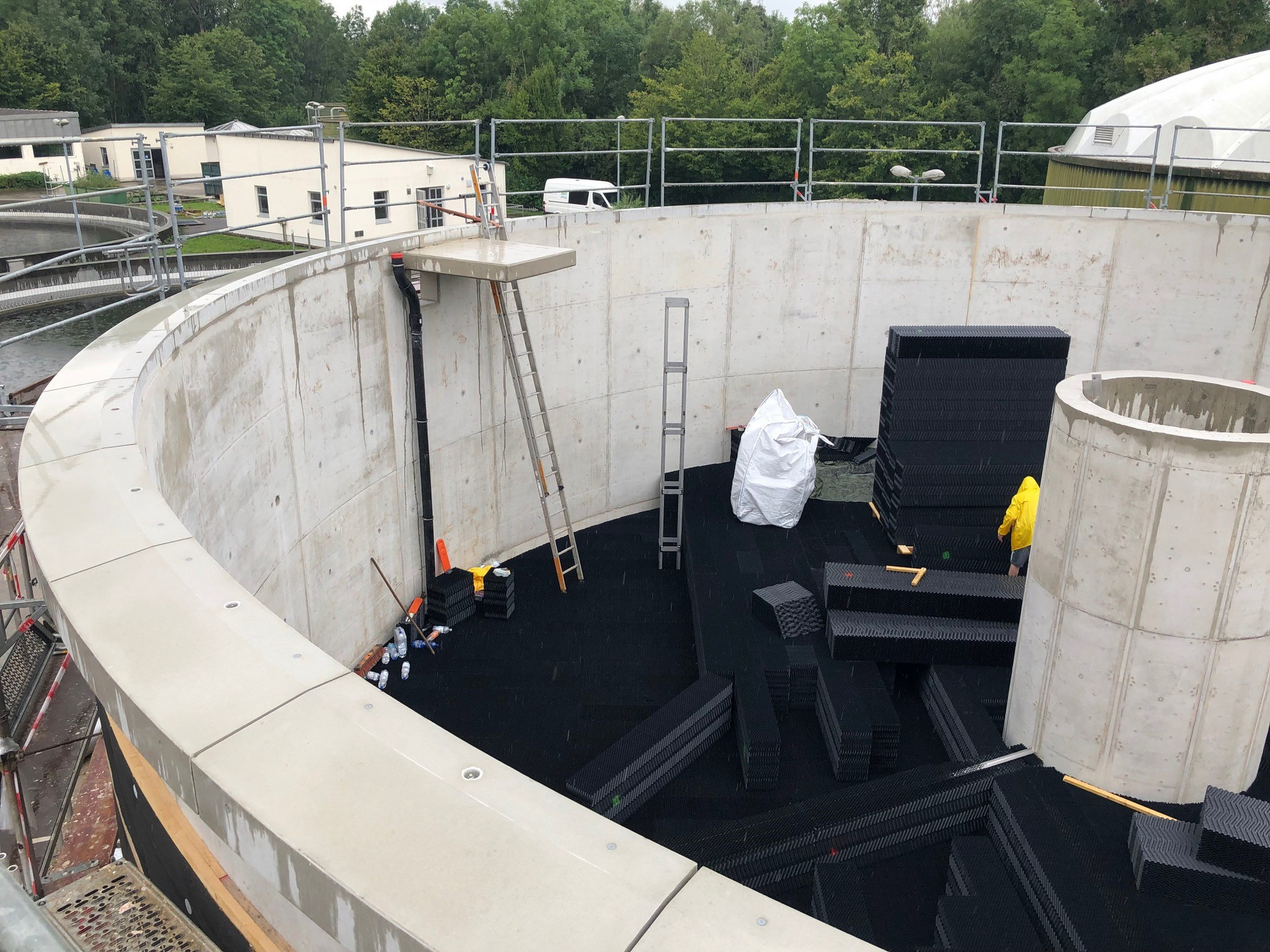 Control tower guide-frame during installation